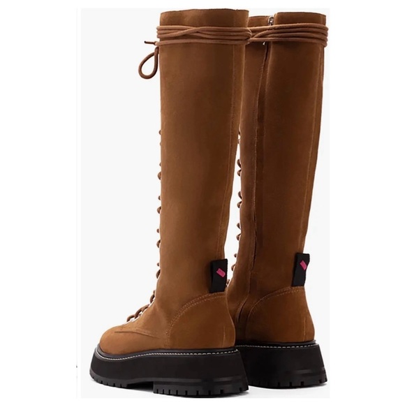 NWB Larroude Lara Knee High Combat Boot Tobacco - Picture 2 of 14